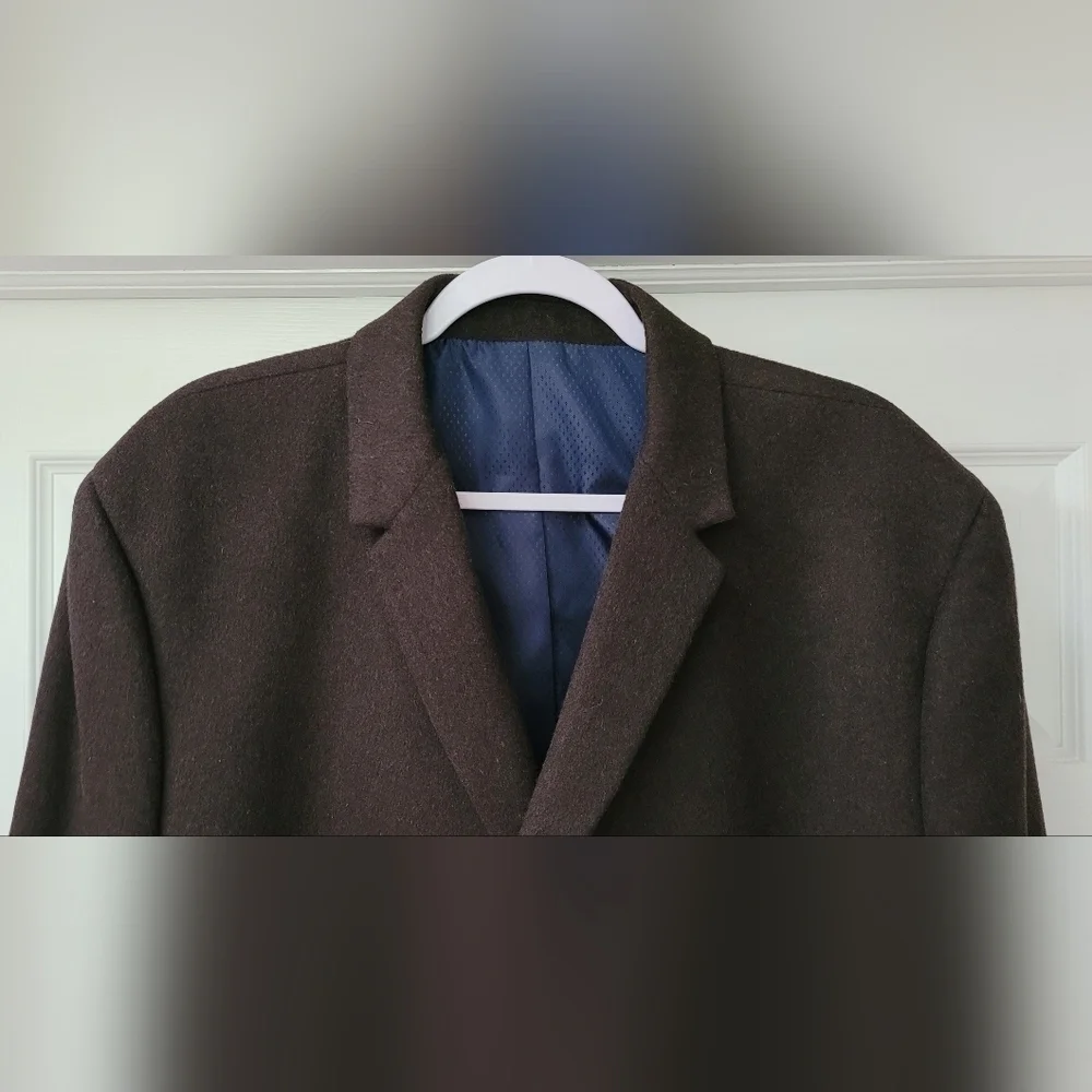 Kenneth Cole New York Men's Charcoal Gray/Black Wool Peacoat Trenchcoat Size 46R